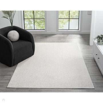 Washable Avior AVI00 Modern Plain Durable Easy-Care Textured Loop Pile Polyester Flatweave Mottled Cream Rug-Desire Rugs-Rug Love - The Most Loved Rug Store